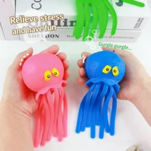 2个装软萌章鱼挤压玩具，海洋动物浴缸泳池沙滩八爪水上玩具，减压创意搞怪礼物 - 彩色 - 查看 5