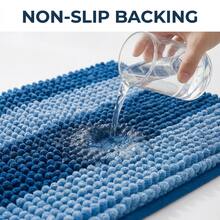 1pc 40x60cm Super Soft Absorbent Non-Slip Rectangular Polyester Chenille Striped Bathmat, Hot Melt Adhesive Bottom, Thick Plush Bedroom Bedside Rug, Multiple Colors Available, Machine Washable & Quick Dry - Multicolor - View 6