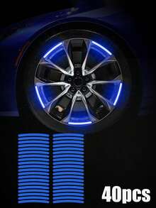Blue Reflective Strip Stickers, Car Wheel Rim Reflective Stickers, Tire Warning Stickers, Green Creative, Motorcycle, Electric Vehicle, Sticker Decoration, Mountain Bike Reflective Wheel Strip Stickers, Suitable For Motorcycle Wheels, Cars, Bicycles, Bicycle Reflective Stickers, Decorative Stripes, Wheel Reflective Strip Stickers - Blue - View 9