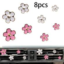8pcs/Set Car Air Vent Fragrance Clip, Flower Decor Clip For Car Air Conditioning Vent, Car Vent Decoration Clip, Fragrance-Free Gift - Alloy Flower 8 - View 7