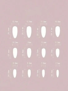 24片白色波點美甲貼片，短杏仁形美甲套組，含1片背膠貼片與1個迷你指甲锉，適合日常配戴 - 彩色 - 查看 3