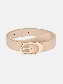 1pc Solid Color Casual PU (Polyurethane) Decorative Belt For Women, Asymmetrical Buckle Suitable For Daily Wear - A - View 19