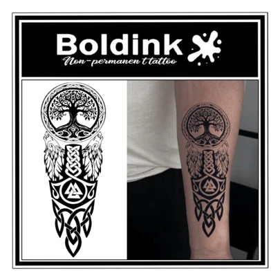  Hình xăm tạm thời Boldink 2 miếng hình cây sự sống Celtic, hình xăm nghệ thuật chống thấm nước, bền màu 1-2 tuần, hình xăm lấy cảm hứng từ thực vật, lý tưởng để trang trí cơ thể hàng ngày, quà tặng cho người hâm mộ thể loại giả tưởng và người yêu thích hình xăm, món quà thiết yếu.