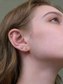 一对闪亮锆石星星耳环，铜质耳蜗耳钉，小巧精致，Y2K风格，嘻哈甜美酷炫，适合日常佩戴 - A - 查看 3