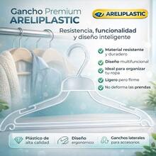Ganchos de plástico ultra resistentes ARELIPLASTIC para ropa, diseñados para organizar tu clóset de forma práctica, mantener tus prendas sin arrugas ni deformaciones y optimizar cada espacio, ideales para uso diario en casa, lavandería o negocio - Ver 2