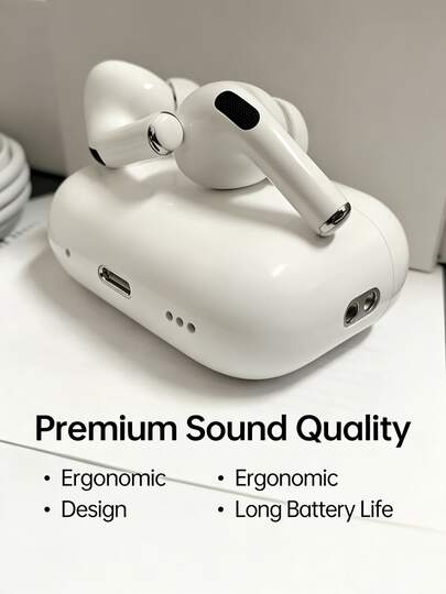 True Wireless Earbuds - Compatible With Apple And Android, Built-In Microphone, Sweat-Resistant Design, Up To 24 Hours Battery Life - White, Earphones > Wireless, Compatible Charging Case