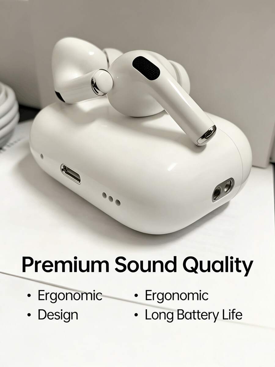 True Wireless Earbuds - Compatible With Apple And Android, Built-In Microphone, Sweat-Resistant Design, Up To 24 Hours Battery Life - White, Earphones > Wireless, Compatible Charging Case - White - View 1