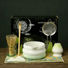 1件/7件套渐变粉色抹茶茶具，包含抹茶碗、抹茶筅、抹茶杯、搅拌棒、茶匙、茶碗套装、抹茶冲泡工具、甜点及饮品制作工具、日式礼盒、松河原抹茶搅拌套装、抹茶爱好者礼品套装、节日礼品套装 - 彩色 - 查看 14