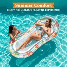 2pcs Transparent Watermelon Pattern Inflatable Floating Bed, PVC Material, Crystalline Watermelon Print, Refreshing Sweet Vacation Style, Ergonomic Arched Support For Neck, Soft Neck Pillow, Dual Air Chamber Design, Water Leisure Floating Bed, Suitable For Pool Party, Beach, Lake, Water Park, Sunbathing, Travel & Vacation, Lightweight Foldable Easy Storage, Quick Inflation & Deflation For Reusable, Pool Inflatable, Beach Essentials, Pool Float - 2 Transparent Watermelon Floating Bed - View 3