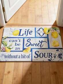 1pc Lemon Vibrant Kitchen Rug, Kitchen Mat, Kitchen Carpet, Classic Plaid Doormat, Small Rug, Carpet, Runner Rug, Floor Mat, Home Decor, Area Rug, Outdoor Mat, Bedroom Carpet, Washable Rug - Multicolor - View 4