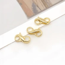 Khóa cài lò xo đôi hình số 8 mạ vàng 18K dùng để tự làm vòng cổ, kết nối đóng mở, khóa càng cua mạ vàng. - Khóa lò xo hai chiều hình số 8 - Xem 3