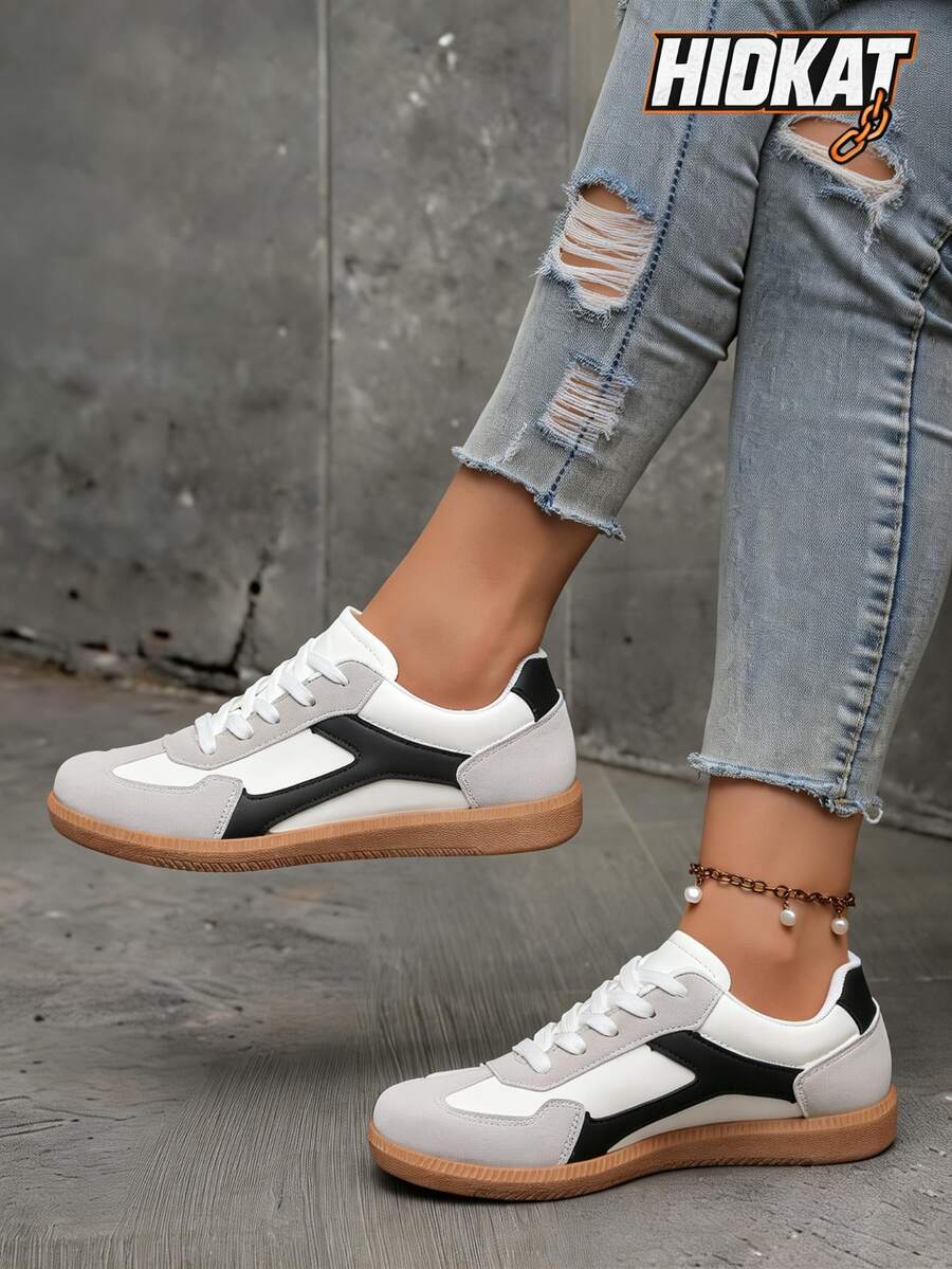 Hidkat Women's Summer Casual Flat Soft Bottom Non-Slip Patchwork Outdoor Sports Shoes, Suitable For Spring And Autumn