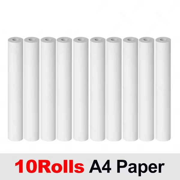 10 Rolls A4 White Thermal Printing Paper, 210*30mm (8.3*1.2 Inches), Durable, Suitable For Portable Printers, Thicker And Brighter, Clearer Fonts, Better Printing Quality