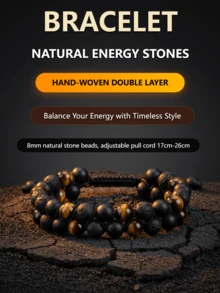 Pulsera de protección triple de 8 mm, pulsera de cristal curativo de obsidiana negra, ojo de tigre, hematita, regalo de joyería - Triple protección - Ver 9