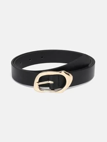 1pc Solid Color Casual PU (Polyurethane) Decorative Belt For Women, Asymmetrical Buckle Suitable For Daily Wear - A - View 15