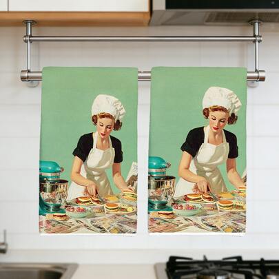 Bộ 2 khăn lau bếp họa tiết tôm hùm màu nước tối giản mùa hè, chất liệu polyester mềm mại, thích hợp trang trí nhà bếp, lau dọn, trang trí tiệc tùng, đồ dùng thiết yếu cho nhà bếp và phòng tắm, trang trí nhà cửa, quà tặng tân gia.
