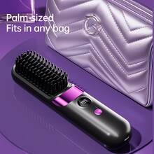 2-In-1 Wireless Heated Styling Brush - Curling & Straightening, Portable Design, Anti-Scald, Type-C Fast Charging, 1800mAh Large Battery, LED Display, Suitable For Home And Travel, Professional Styling Tool, Women's Hair Styling Tool, Perfect Holiday Gift. Provides 2 Size Options. - Multicolor - View 7