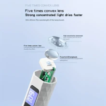 LED美甲燈附LCD顯示螢幕，USB充電式無線美甲燈條，可攜式智能定時螢幕凝膠美甲烘乾燈，快速固化凝膠指甲油、壓克力與接長美甲，適合居家、美甲沙龍與旅行的精巧美甲工具 - 彩色 - 查看 6