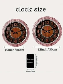 2D Flat 1pc Purple Wooden Clock Face With Full Diamonds, Modern Luxury Home Decor Wall Clock, Silent Decorative Creative Clock, 25x30cm (Batteries Not Included) - Multicolor - View 6