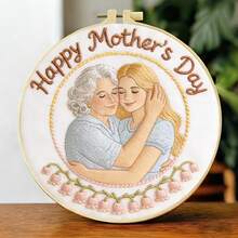 Quà tặng Ngày của Mẹ cho Mẹ, Bộ dụng cụ thêu DIY dành cho người mới bắt đầu, Hình chân dung, trái tim, hoa, 4 kiểu dáng để lựa chọn, Thích hợp để trang trí và làm đồ thủ công. - nhiều màu - Xem 7