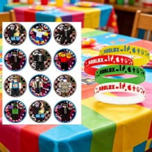 Roblox 39Pcs 5cm Game Stickers & Wristband Set – Room Decor, Party Favors, Squishy Gift For Birthday, 4th Of July, Phone Case, Backpack, Luggage, Home Decor, Office Decor, Holiday Party, Carnival, Graduation, Festival Supplies - Roblo Bracelet Abandoned Round Sticker - View 4