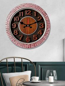 2D Flat 1pc Purple Wooden Clock Face With Full Diamonds, Modern Luxury Home Decor Wall Clock, Silent Decorative Creative Clock, 25x30cm (Batteries Not Included) - Multicolor - View 8