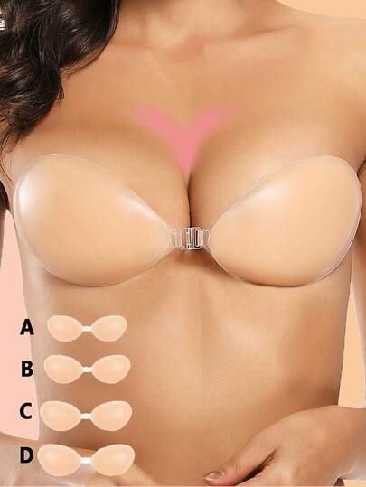 1 Pair Women's Silicone Bra, Ultra-Thin Adhesive Bra, Strapless Silicone Bra, Women's Silicone Push-Up Bra Pads, Style, Wedding Bra, Nipple Covers, Breathable Waterproof Bra, Strapless Bra