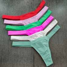 Set Of 10 Bikini Panties, Double String Thong With Straps, Premium Microfiber, Women's Lingerie, 100% Cotton Lining, 3, 5 Or 10 Pieces. - 5件套裝組合裝 - 查看 1
