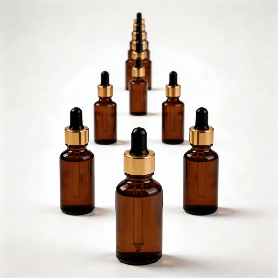 Chai nhỏ giọt 1/2 / 4oz (Bộ 15 chai thủy tinh màu hổ phách 30/50/100ml có nắp vàng, 15 nhãn, phễu và ống nhỏ giọt có vạch chia) Chai rỗng đựng tinh dầu