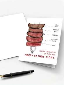 1 tấm thiệp chúc mừng Ngày của Cha độc đáo, thiết kế hình miếng bít tết ngộ nghĩnh từ con gái/con trai, thiệp quà tặng Ngày của Cha dành cho bố/chồng. - A - Xem 3