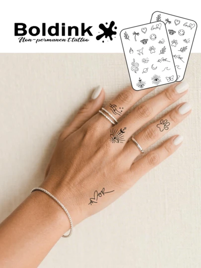  Bộ 2 hình xăm tạm thời chống thấm nước Boldink họa tiết biểu tượng huyền bí phong cách Bohemian, hình ảnh thảo mộc ngọt ngào, bền màu từ 1-2 tuần, hình xăm lấy cảm hứng từ thực vật và nước ép trái cây, phù hợp cho mọi mùa, món quà tuyệt vời dành cho các cô gái và mọi người.