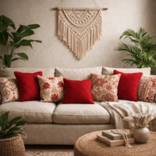 Set Of 4 Cushion Covers 40x40 Cm Premium Suede Decorative Luxury For Sofa, Living Room, Bedroom With Zipper - 4 紅 - 查看 9