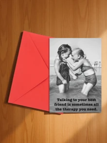 1pc Retro Style Funny Birthday Greeting Card, Sometimes The Best Healing Is Just Chatting With Your Best Friend, Best Greeting Card For Your Good Friend - A - View 5