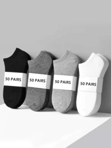 1/5/10/20/40/60/80 Pairs Men/Unisex Solid Color Thin Ankle Socks, Summer - Multicolor - View 1