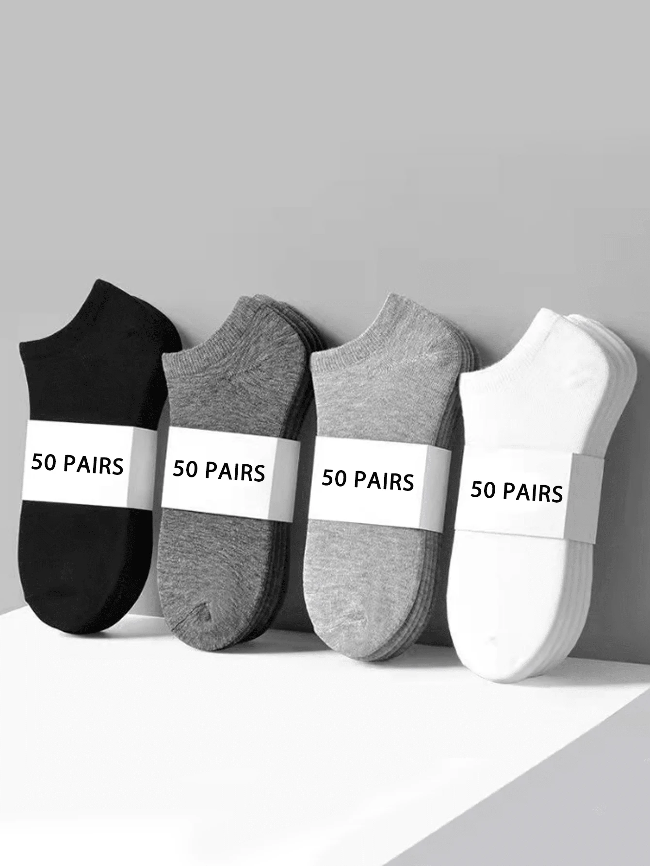 1/5/10/20/40/60/80 Pairs Men/Unisex Solid Color Thin Ankle Socks, Summer - Multicolor - View 1