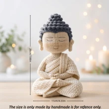 一套适合初学者的钩针编织套装，成人入门级钩针编织套装，附带分步文字教程，佛像主题DIY手工艺品，生日、情人节和复活节礼物，可爱有趣的农舍风格家居装饰品 - 佛陀 - 查看 8