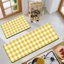 1pc Yellow Checkered Kitchen Rug, Kitchen Mat, Kitchen Carpet, Classic Checkered Doormat, Small Rug, Carpet, Runner Rug, Floor Mat, Home Decor, Area Rug, Outdoor Mat, Bedroom Carpet, Washable Rug - Multicolor - View 5