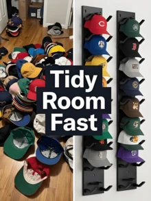2 Pack Hat Organizer For Baseball Caps, Strong Adhesive Hat Rack For Wall, Multilayer Hat Storage Display Holder,Wall-Mounted Hat Rack With Strong Adhesive And Screws, Integrated Hat Rack Hanger To Keep Shape, Wardrobe Door Bedroom Space-Saving Hat Organizer, Wall Mounted Hat Hooks Hold Up To 18 Hats For Closet Door And Bedroom (Black) - 彩色 - 查看 6