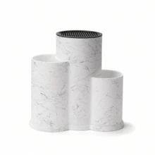 1pc Multi-Function Knife Holder, 3-In-1, Kitchen Utensil Storage Rack, Knife Holder, Empty Knife Rack, Large Kitchen Tool, Black Matte Multi-Function Kitchen Utensil Organizer Rack, Can Hold Chopsticks, Knives, Etc., Space-Saving Kitchen Gadget - 3-in-1 White Brushed - View 3