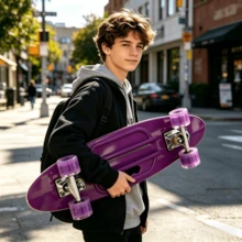 1pc Multi-Functional Entry-Level Skateboard, Suitable For Teenagers, Adults, Men And Women, And Perfect For Use In Skate Parks, Streets, Campuses And Other Places. Entry-Level Skateboard, Adult Double Kicktail Skateboard And A Teen Four-Wheeled Scooter. - Random Color - View 3