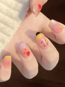 固化凝胶美甲贴，透明底胶，20片装，需使用UV灯固化，沙龙品质，持久耐用，ES20跨境批发代发货红皮书同款美甲贴纸，指尖美甲贴纸 - 彩色 - 查看 3