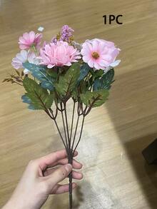 半束仿真粉白玫瑰花束，假花瓣，配绿叶，无需养护，适合室内/室外装饰、婚礼、家居、办公室、咖啡馆、酒店、感恩节、万圣节、周年纪念、乔迁之喜、派对、活动装饰，优雅花束DIY - 彩色 - 查看 14
