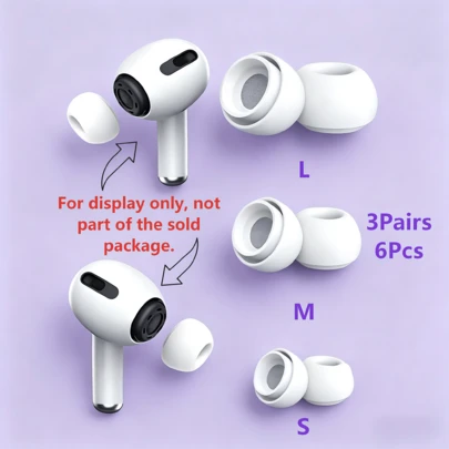 3对替换耳塞套，兼容 Pro/Pro 2，柔软硅胶入耳式耳塞套，防尘舒适耳垫