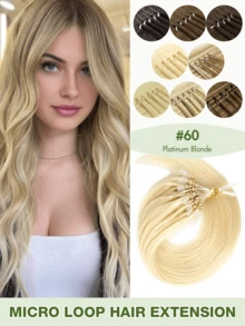 12-20 pulgadas 30g/pieza Extensiones de cabello humano real de lujo con micro anillos - Negro y marrón natural recto. Extensiones de cabello humano Remy con micro anillos, rectas sedosas, invisibles, cabello humano real, suaves y brillantes, de larga duración. Extensiones de micro cuentas Remy para mujeres. Extensiones de micro anillos cómodas y seguras. - Multicolor - Ver 31