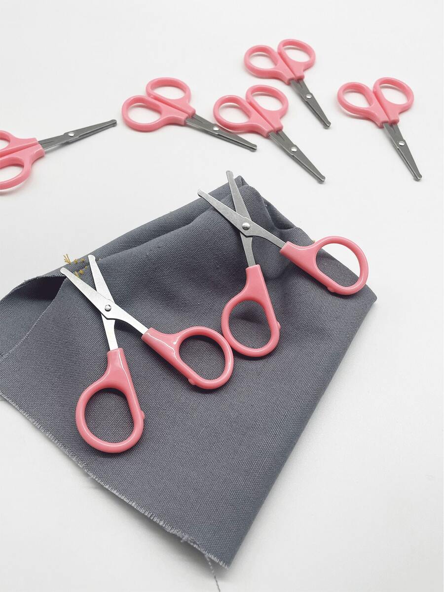 1/5/10pcs Pastel Pink Tip Safety Scissors, Handcrafted Cute Small Scissors, Compact Size Suitable For School Art Class, Scrapbooking, Paper Cutting, DIY Crafts, Home Daily Use - Round-tipped Small Scissors - View 1