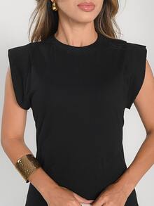 Women's Loose-Fitting Muscle Dress With Butterfly Sleeves, 100% Cotton Knit, Plus Size, Casual, Day/Night Outings, Perfect For Mom, Women, Aunts, Grandmas, And Gifts - 黑色 - 查看 8