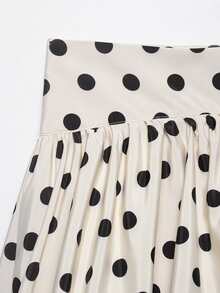 Camellia Summer New Women's Fashion European And American Style Minimalist Polka Dot Balloon Skort Vacation White - White - View 4