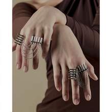 Nhẫn bạc kiểu Punk với chuỗi tua rua xếp lớp, trang sức độc đáo mang phong cách Y2K, phù hợp cho cả nam và nữ, dự tiệc, tiệc chiêu đãi, du lịch hoặc làm quà tặng. - nhiều màu - Xem 1