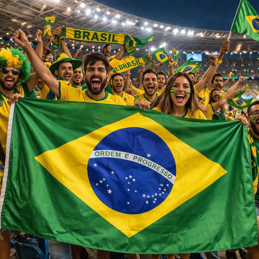 Brazilian Flag, 1.40 X 1.00 M, Bember World Cup Design, With Space For A Flagpole. - 查看 1