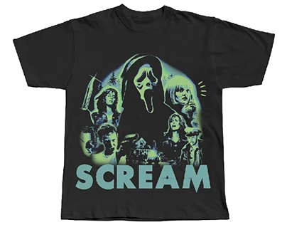 Men's Graphic Tee Ghostface Figure Above Characters With Screaming Faces And Scream Text Below Unisex T-Shirt,1PC 180 G Heavy Cotton T Shirt Fashion Casual Top Graphic Tees, Y2k Clothes T Shirts For Men Shirts Graphic Chic Spring And Summer Vacation Tops - Cute Shirts For Holiday Festivals, Valentine's Day Outings